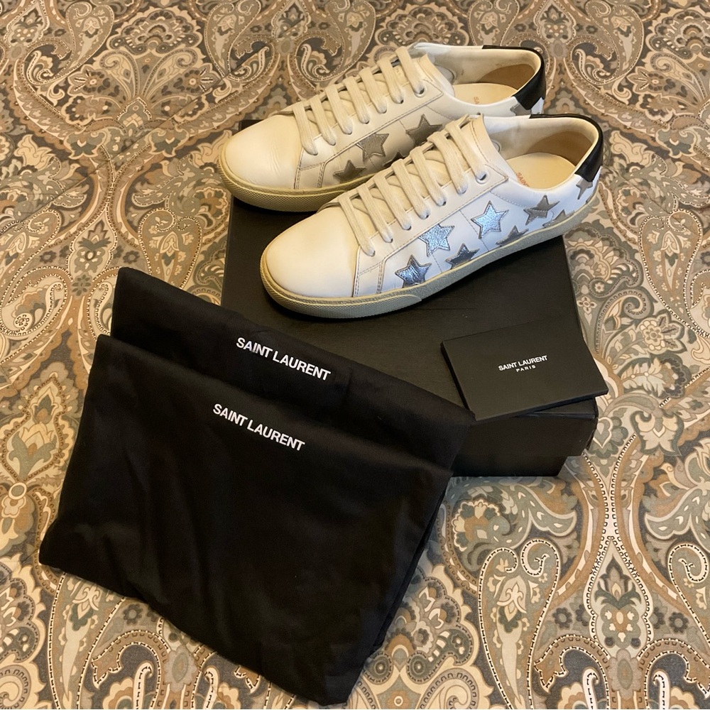 Mint YSL Saint Laurent Silver Star Sneakers Women’s Sz 38.5